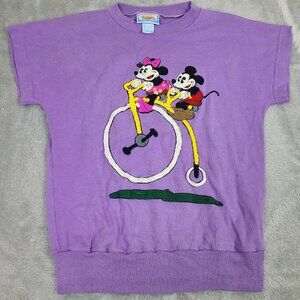 Walt Disney Sunday Comics‎ Vintage Chenille Mickey & Minnie Mouse Top sz L